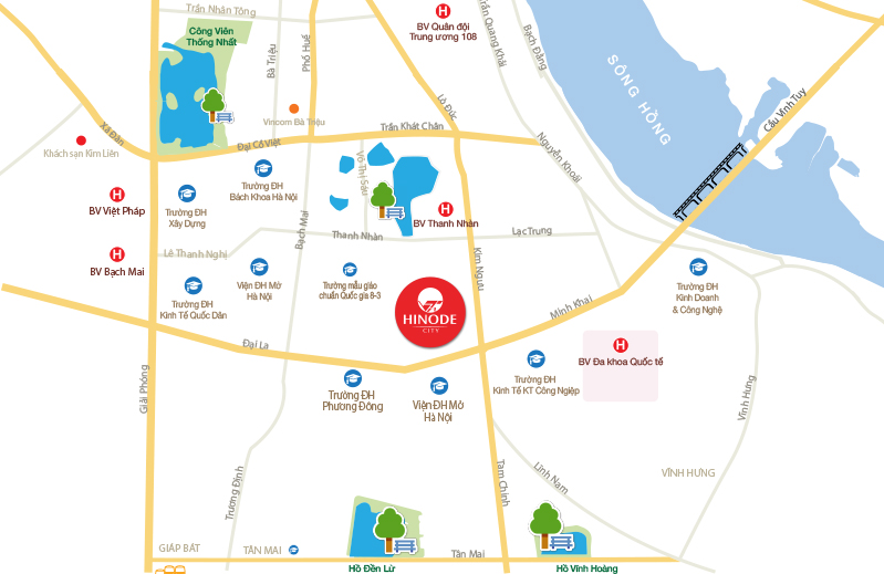 Vị trí chung cư Hinode City tại số 201 Minh Khai